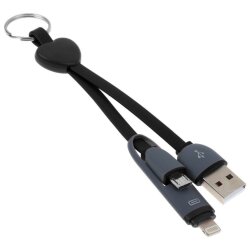 Кабель-брелок USB XoKo SC-201 key Black 2 в 1 - Lightning Micro USB 25 см