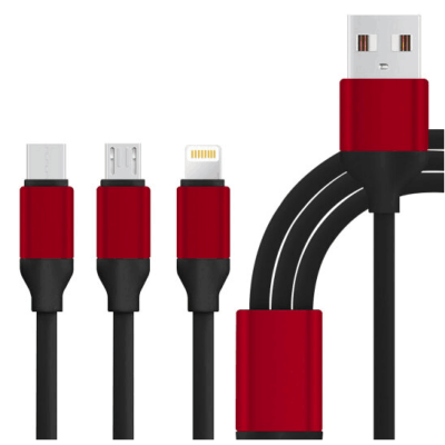 Кабель USB XOKO SC-320, 3 в 1 - Lightning, Micro USB, Type-C, 1.20 м