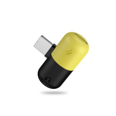 Lightning адаптер розгалужувач 2 в 1 XOKO AC-100 (Dual Lightning) Black/Yellow