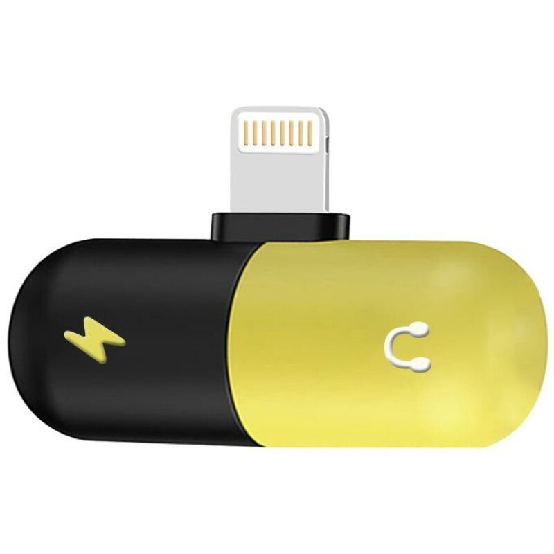 Lightning адаптер розгалужувач 2 в 1 XOKO AC-300 (Lightning - Lightning та 3,5 mm) Black/Yellow