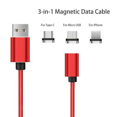 Магнитный кабель USB XoKo SC-360 Magneto Leather  3 в 1 - Lightning, Micro USB, Type-C 1 м