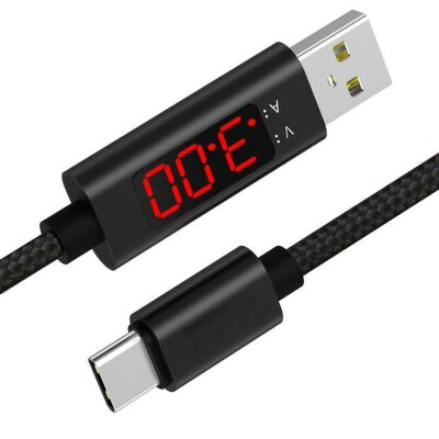 Кабель USB XoKo SC-150 USB Type-C з вимірювачем струму Black