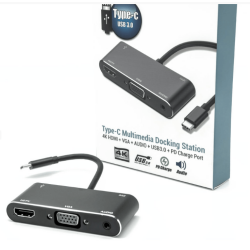 Перехідник USB-C на HDMI/VGA/AUDIO/USB3.0 Adapter з PD зарядкою