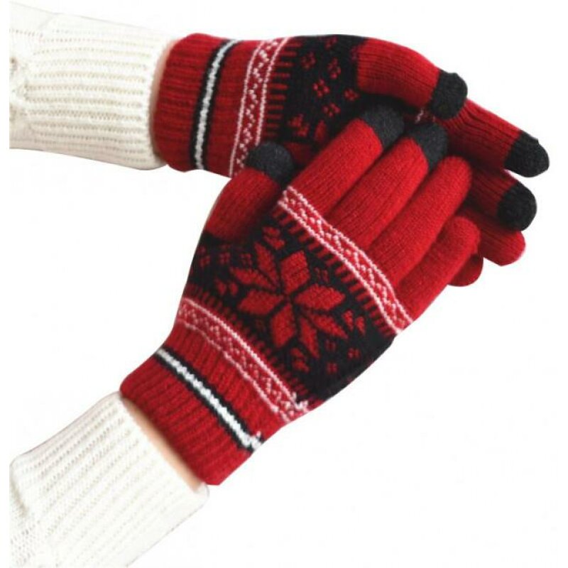 Рукавички XoKo для сенсорних екранів Ornament Black/Red (XK-TouchGloves-BR)