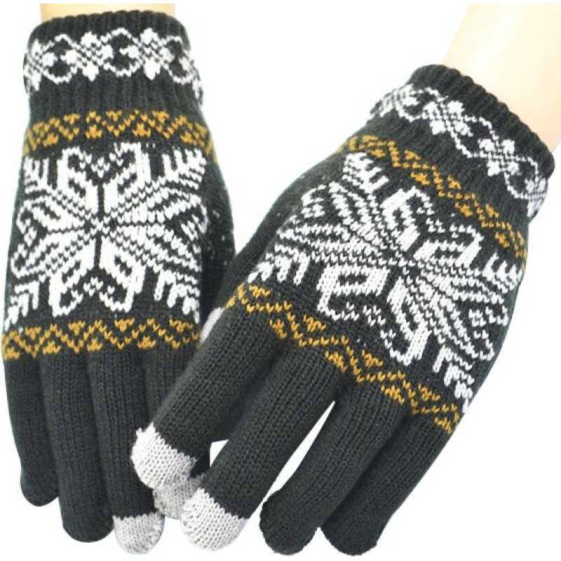 Рукавички XoKo для сенсорних екранів Ornament Dark Gray/White (XK-TouchGloves-DGW)
