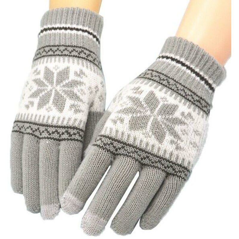 Рукавички XoKo для сенсорних екранів Ornament White/Grey (XK-TouchGloves-GW)