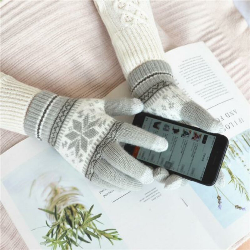 Рукавички XoKo для сенсорних екранів Ornament White/Grey (XK-TouchGloves-GW) - Зображення 3
