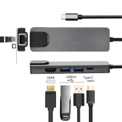 USB-хаб XOKO AC-500 Type-C to RJ45+HDMI+2xUSB 3.0