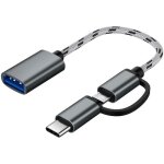 Адаптер OTG XoKo AC-150 2 в 1 USB 3.0 - MicroUSB & USB Type-C з кабелем Space Grey (AC-150-SPGR)