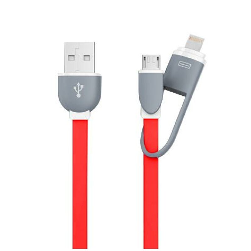 Кабель-брелок USB XoKo SC-201 key Red 2 в 1 - Lightning Micro USB 25 см