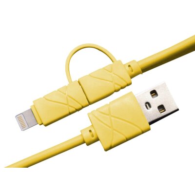 Кабель USB XoKo SC-210 Yellow 2 в 1 - Lightning Micro USB 1 м