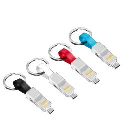 Кабель-брелок USB XoKo SC-301 White 3 в 1 - Lightning Micro USB Type-C 13 см