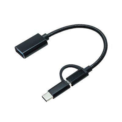 Адаптер OTG XoKo AC-150 2 в 1 USB 3.0 - MicroUSB & USB Type-C з кабелем Black