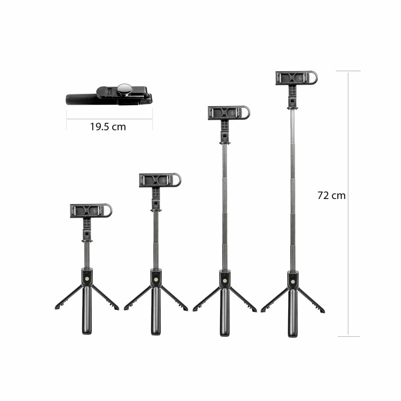 Трипод XOKO K10-s LED Selfie Stick Tripod Bluetooth Black - Зображення 5