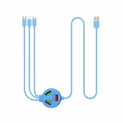 Кабель 6в1 Хаб XOKO SC-3000 USB - 3X USB - Apple Lightning/MicroUSB/USB Type-C Blue