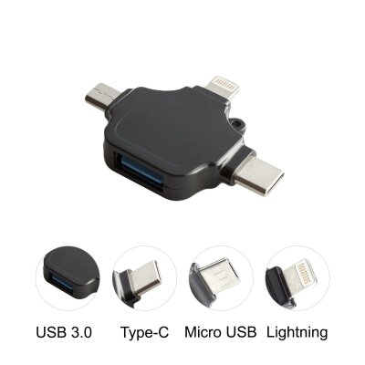 Перехідник XOKO AC-330 3.0 USB Type-C/MicroUSB/Lightning