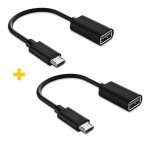 Адаптер OTG XOKO AC-130 USB - MicroUSB з кабелем чорний 2шт