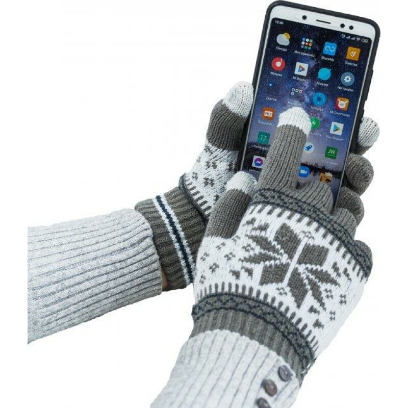 Рукавички XoKo для сенсорних екранів Ornament White/Dark Grey