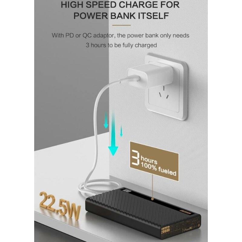 УМБ Azeada PD Fast Charging Power Bank (22.5W) 20000mAh PD-P72 чорний