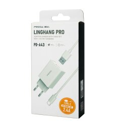 Зарядний пристрій Proda PD-A43a USB 2,4A + USB Type-C кабель 1 м білий