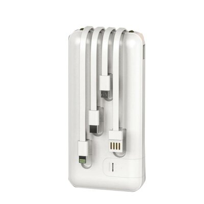 УМБ Proda Azeada PD-P62 10000 mAh з кабелями Micro USB, Lightning, Type-C, USB White