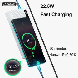 УМБ Proda PD P-72 20000 mAh USB 22,5W/4,5A Fast Charge, 3xUSB output, Fast Charging Input Type-C White