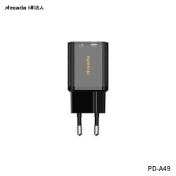 Мережевий зарядний пристрій Proda Xinrui A49 Fast Cherge 20W + Quick Charge 3.0 USB, Type-C PD чорний прозорий