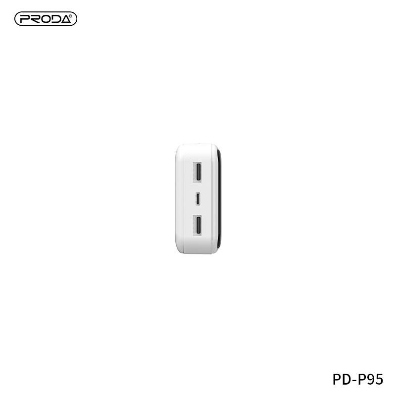 УМБ Proda Leader series PD P-95 20000 mAh, Type-C, micro USB input, 2 USB output White