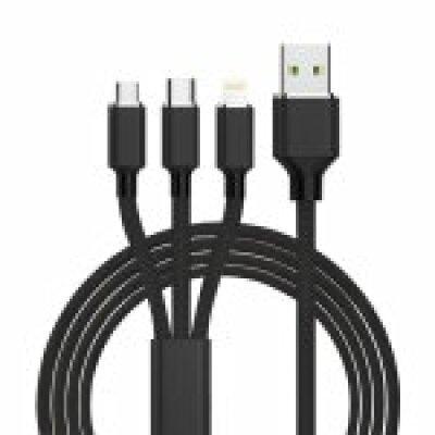 Кабель USB XOKO SC-330, 3 в 1 - Lightning, Micro USB, Type-C, 1.20 м