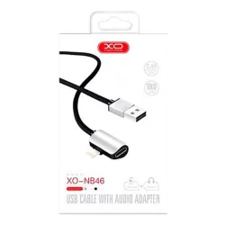 Кабель XO NB46 2in1 USB-Lightning+Lightning Audio Data cable 2,4 А 1М Срібний