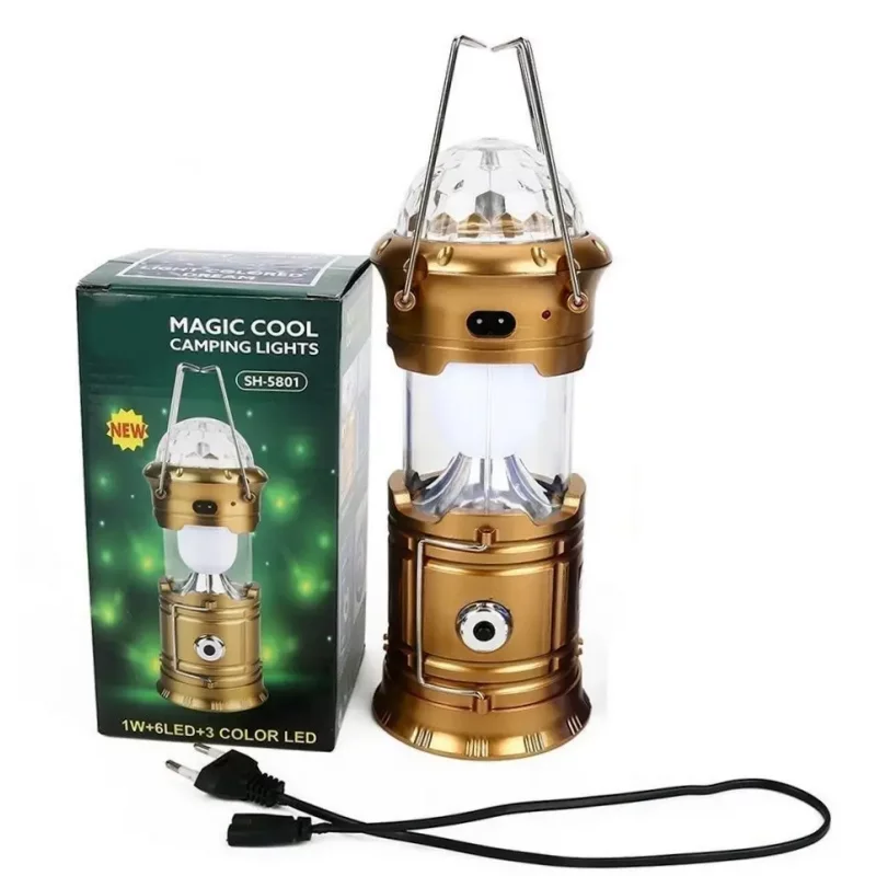 Кемпінговий ліхтар Magic cool розсувний з USB і дискошаром і 6 LED+1W+3COL XF-5801