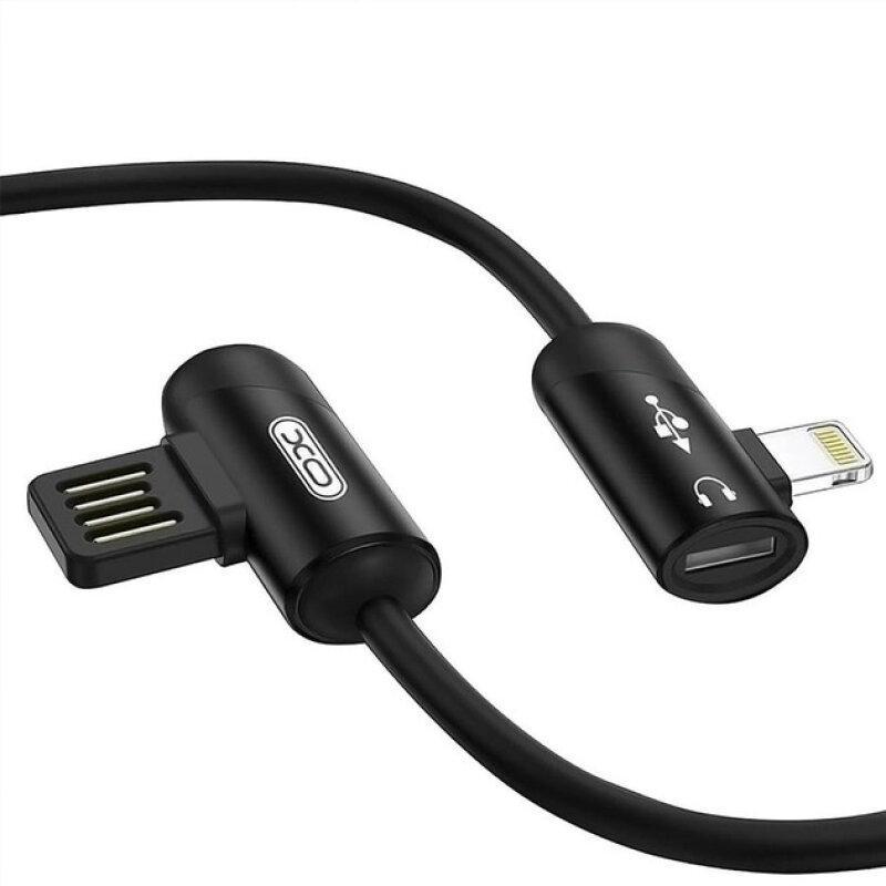 Кабель XO NB38 USB - Lightning + Lightning Audio 1М 2,4 А Чорний