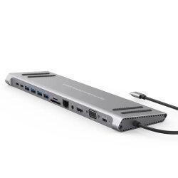 Док станція 14-в-1 XOKO AC-1400 USB-C HDMI/VGA/1xUSB 3.0/3xUSB 2.0/2x USB-C/1xUSB-C PD/RJ45/SD/MicroSD/AUX 3.5 мм/підставка