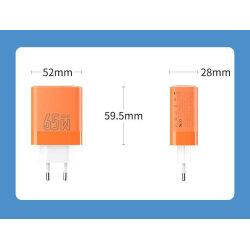 Зарядний пристрій Proda AZEADA Seagulls AZ-19 GaN5 65W USB-A (QC4.0) USB-C (PD3.0) помаранчевий