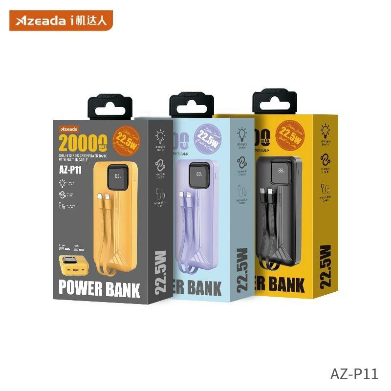 Універсальна мобільна батарея Proda Azeada Shilee AZ-P11 20000 mAh  22.5W з кабелями Type-C, lightning Жовтий