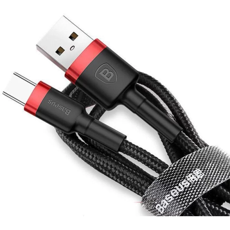 Кабель Baseus Cafule Cable USB for Type-C 3 A 1 м Red/Black (CATKLF-B91)