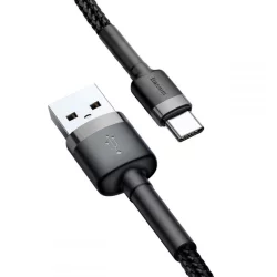 Кабель Baseus Cafule Cable USB for Type-C 3A 1 м Gray/Black (CATKLF-BG1)