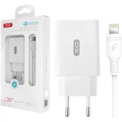 МЗП QC 3.0 XO L36 18W/1USB + lightning White