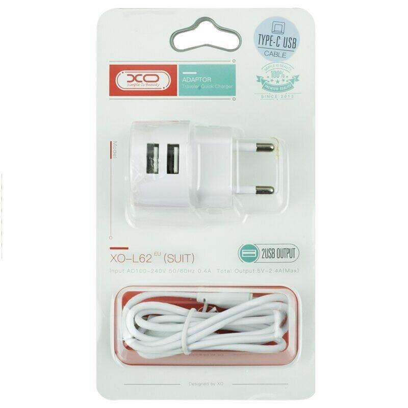 МЗП XO L62 2.4A/2USB + Type-C White