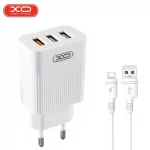 МЗП QC 3.0 XO L72 30W (18W/1USB + 2.4A/2 USB) + Type C White