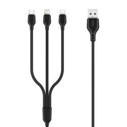 Кабель XO 3in1 micro/type-C/lightning NB103 2.1A/1m Black