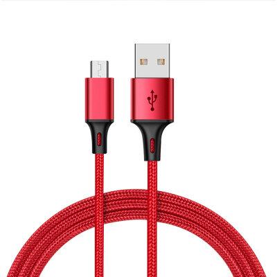 Кабель XO microUSB NB143 Braided 2.4A/1m Red