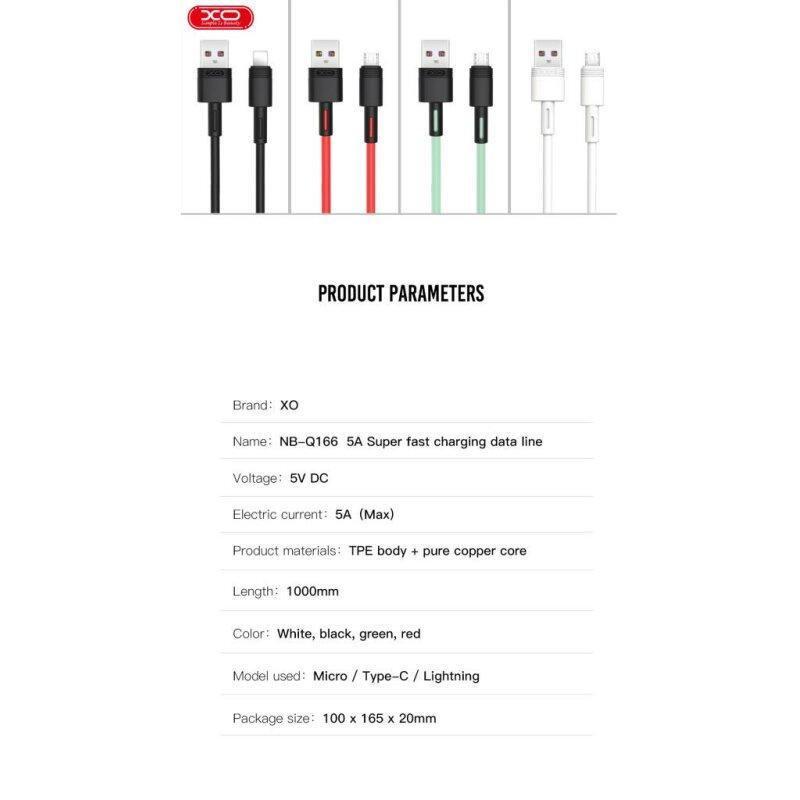 Кабель XO lightning NBQ166 5A/1m Green