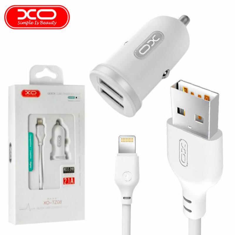 АЗП XO TZ08 2.1A/2 USB + lightning White