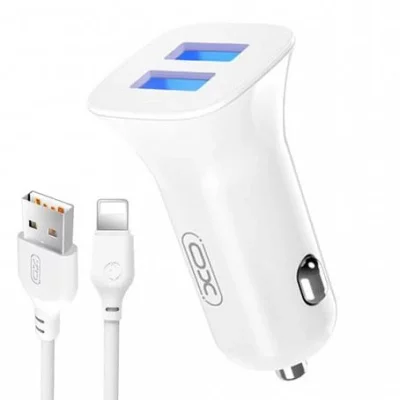 АЗП XO TZ10 2.4A/2 USB + lightning White