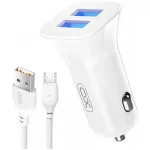 АЗП XO TZ10 2.4A/2 USB + microUSB White