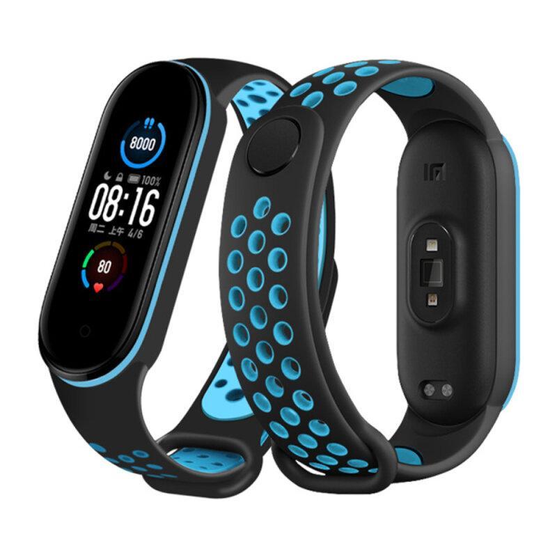 Набір 2 шт Ремінець силіконовий XOKO Sport для Xiaomi Mi Band 5/6/7 Black/Blue + Mint - Зображення 10