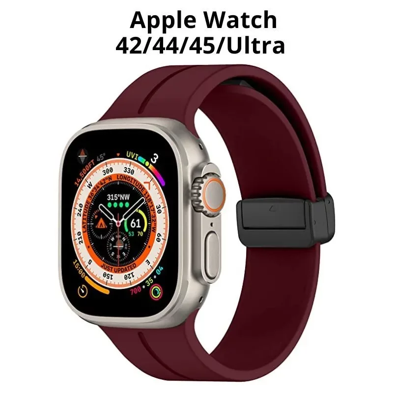 Ремінець ХОКО з магнітною пряжкою для Apple Watch 42/44/45/49 мм Bordo