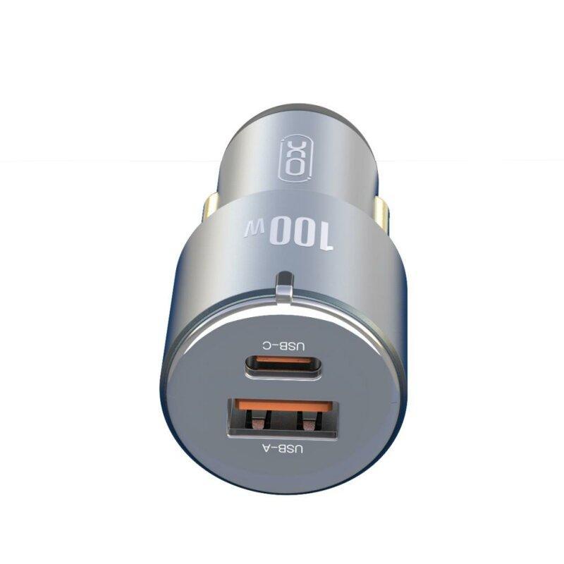 Автомобільний зарядний пристрій XO CC47 1 USB 65W + 1 Type-C PD 35W (100W) Black