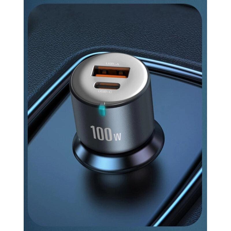 Автомобільний зарядний пристрій XO CC47 1 USB 65W + 1 Type-C PD 35W (100W) Black